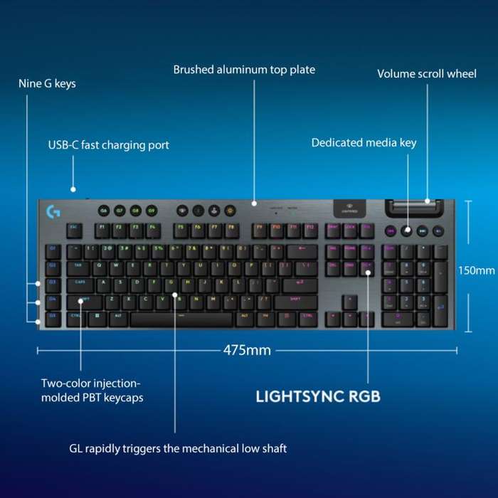 Logitech G915 X LIGHTSPEED Wireless Low Profile Gaming Keyboard(White Tactile)