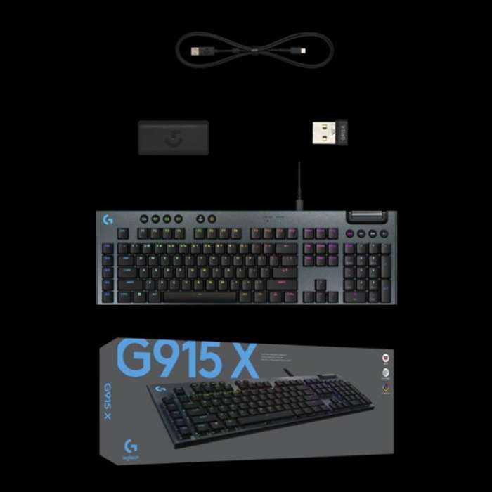 Logitech G915 X Wired Low Profile Gaming Keyboard(Black Tactile)