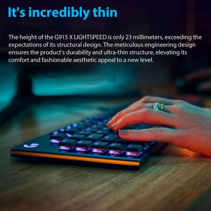 Logitech G915 X Wired Low Profile Gaming Keyboard(Black Tactile)