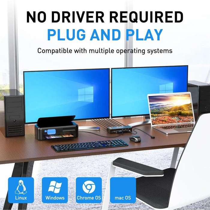 KCEVE KC-KVM302DP USB 3.0 Dual Monitor 8K 30Hz KVM Switch, Plug Type:AU Plug