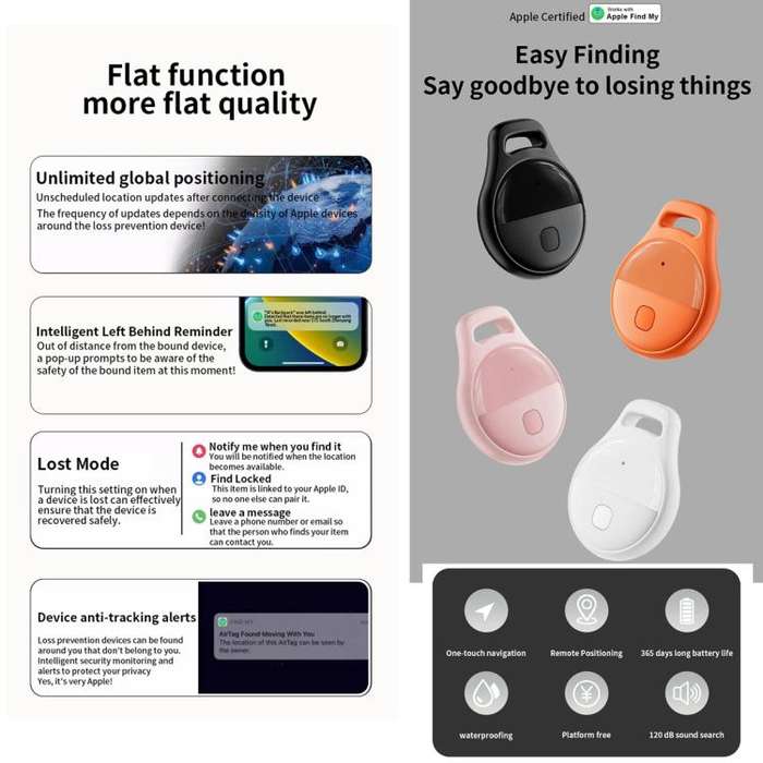 JHX05 iOS Mini GPS Global Smart Location Tracker Anti-lost Device(Pink)