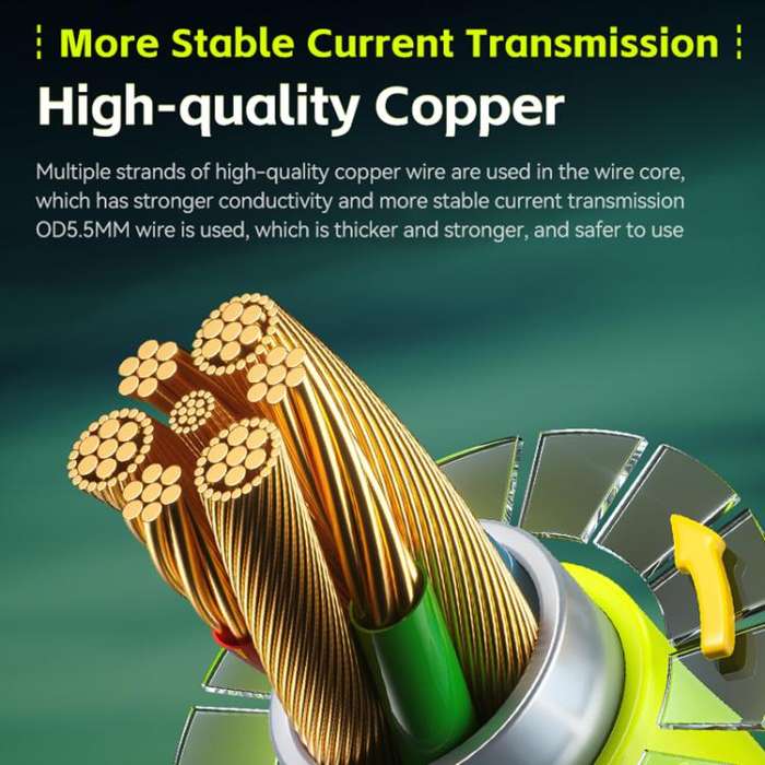 WK WDC-80 240W Car Charging Data Cable with Safety Hammer(Champagne Gold)