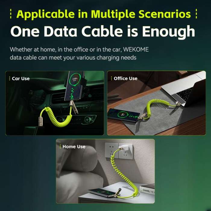 WK WDC-80 240W Car Charging Data Cable with Safety Hammer(Champagne Gold)