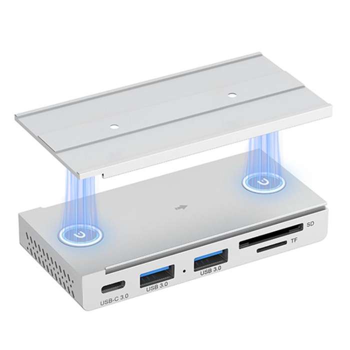 HST-2A1CTS 5 in 1 USB 3.0 Detachable Magnetic Docking Station(Silver)