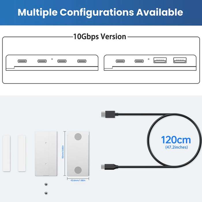 HST-2A1CTS 5 in 1 USB 3.0 Detachable Magnetic Docking Station(Silver)