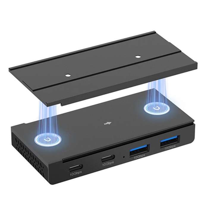 HST-2A2C 4 in 1 USB 3.2 10Gbps Detachable Magnetic Docking Station(Black)