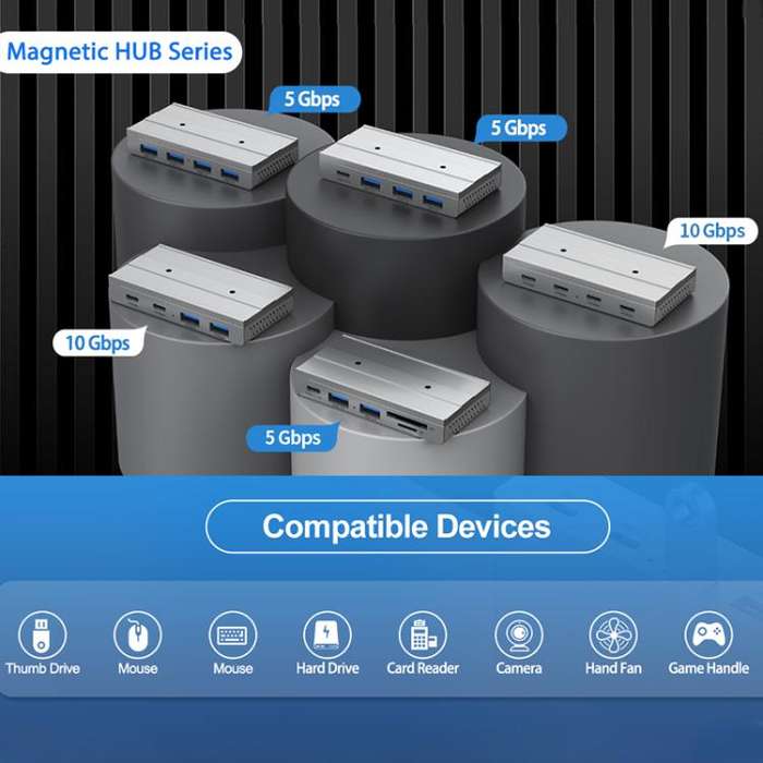 HST-3A1C 4 in 1 USB 3.0 Detachable Magnetic Docking Station(Black)