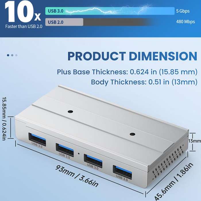 HST-4A-U3 4 in 1 USB 3.0 Detachable Magnetic Docking Station(Silver)
