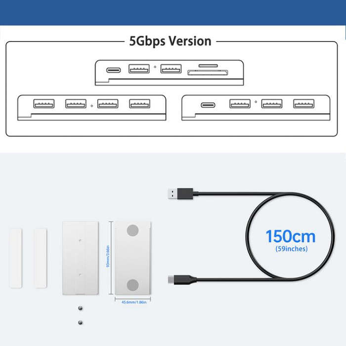 HST-4A-U3 4 in 1 USB 3.0 Detachable Magnetic Docking Station(Silver)