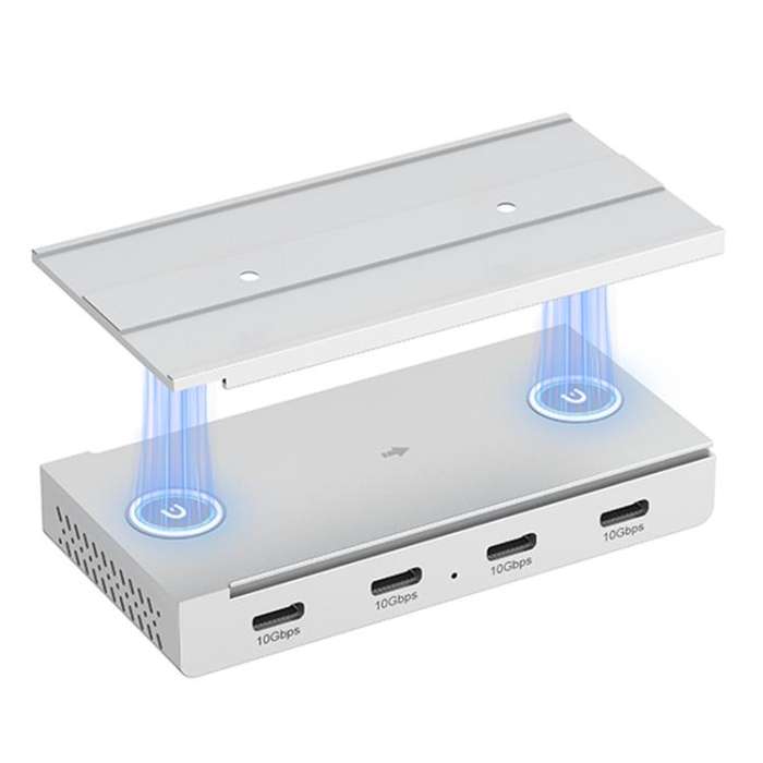 HST-4C 4 in 1 USB 3.2 10Gbps Detachable Magnetic Docking Station(Silver)