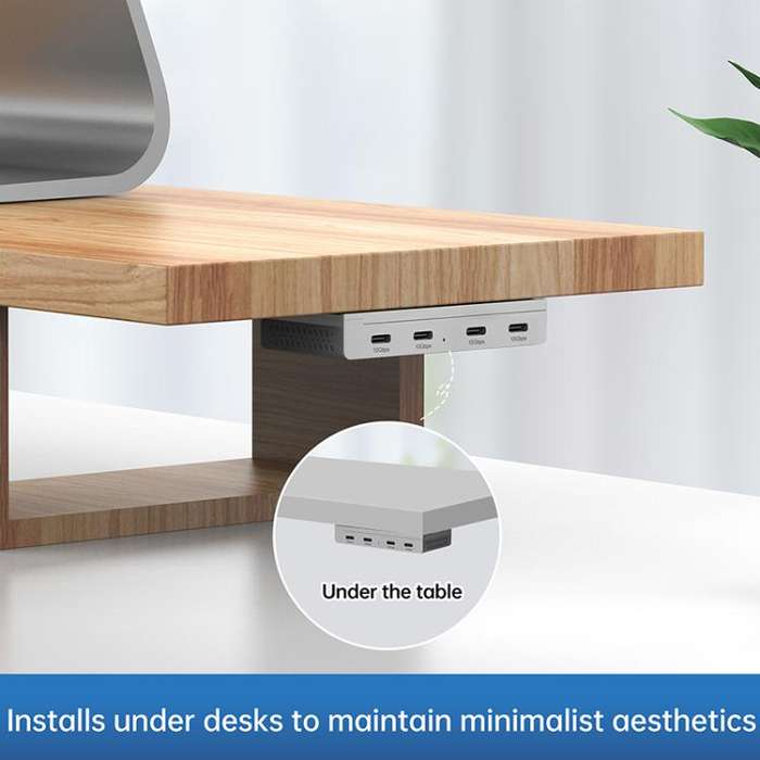 HST-4C 4 in 1 USB 3.2 10Gbps Detachable Magnetic Docking Station(Silver)