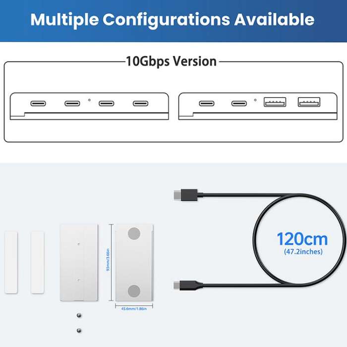 HST-4C 4 in 1 USB 3.2 10Gbps Detachable Magnetic Docking Station(Silver)