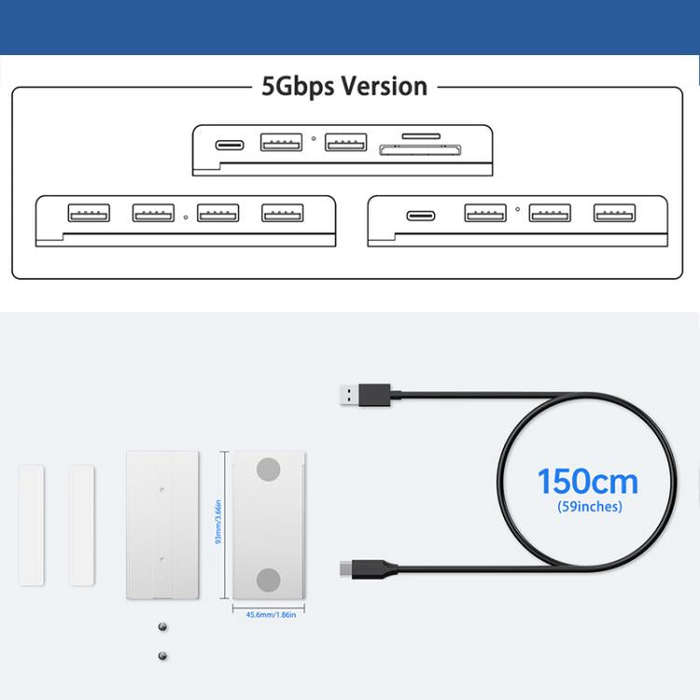 HST-4C 4 in 1 USB 3.2 10Gbps Detachable Magnetic Docking Station(Silver)