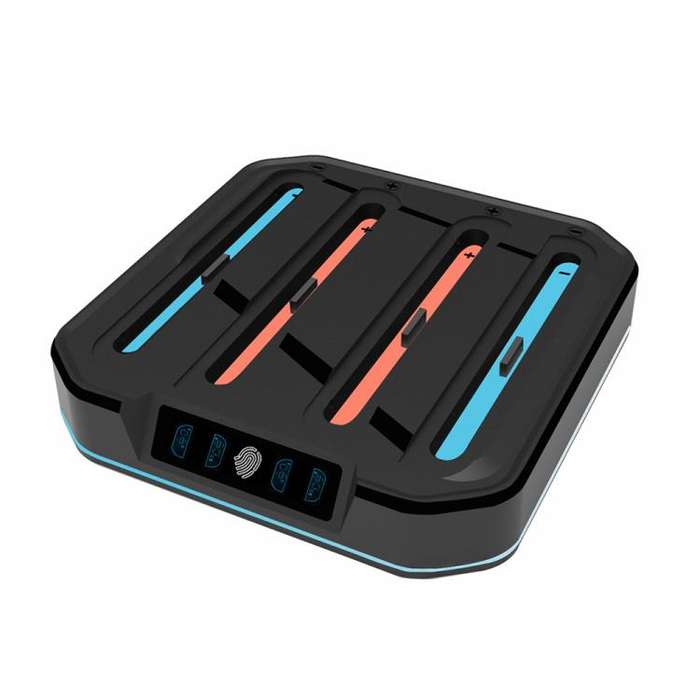 For Nintendo Switch 2 KJH NS2-026 4 in 1 Game Controller Charging Stand with RGB Light(Black)