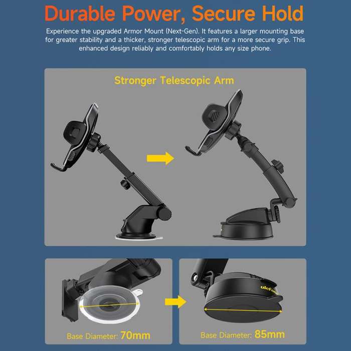 Ulefone UAN16 Armor Mount Car / Desk Phone Holder, Enhanced Model(Black)