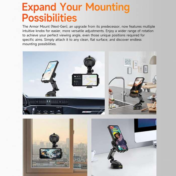 Ulefone UAN16 Armor Mount Car / Desk Phone Holder, Enhanced Model(Black)