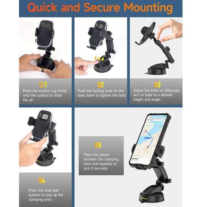 Ulefone UAN16 Armor Mount Car / Desk Phone Holder, Enhanced Model(Black)