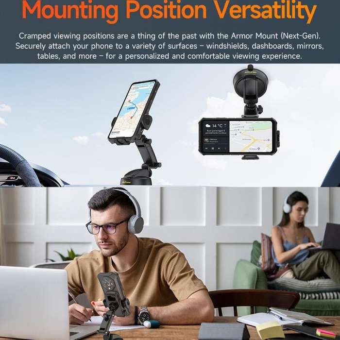 Ulefone UAN16 Armor Mount Car / Desk Phone Holder, Enhanced Model(Black)