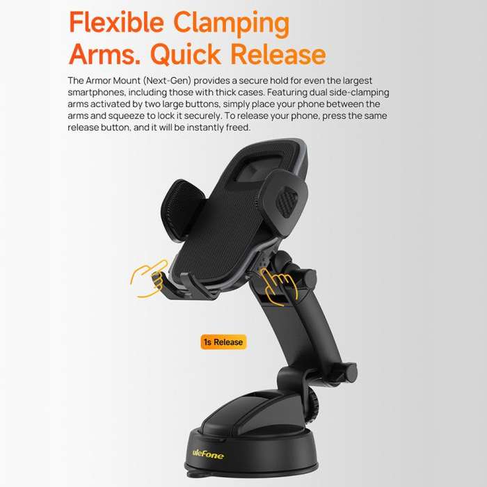 Ulefone UAN16 Armor Mount Car / Desk Phone Holder, Enhanced Model(Black)