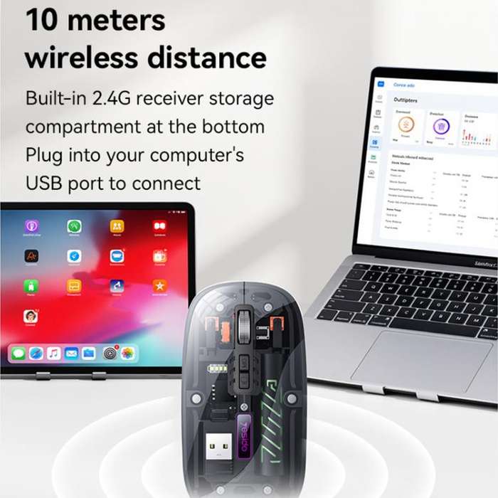 Yesido KB29 Transparent Bluetooth Dual Mode Wireless Mouse(White)