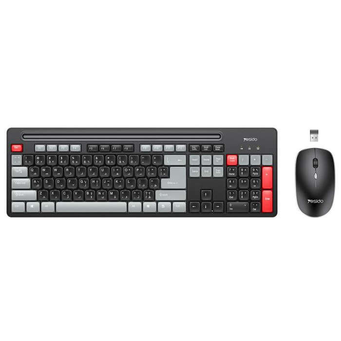 Yesido KB43 2.4G Wireless Keyboard Mouse Set, Version:Arabic Version(Black)
