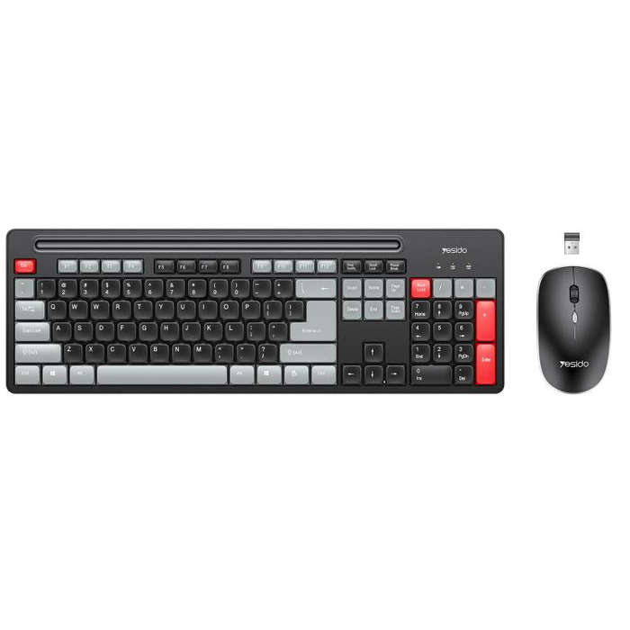 Yesido KB43 2.4G Wireless Keyboard Mouse Set, Version:English Version(Black)