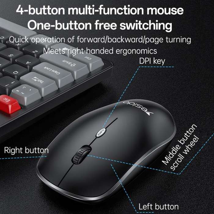 Yesido KB43 2.4G Wireless Keyboard Mouse Set, Version:Arabic Version(Black)