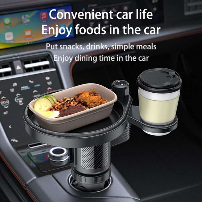Yesido C180 3 in 1 Car Multi-function Tray Water Cup Holder(Black)