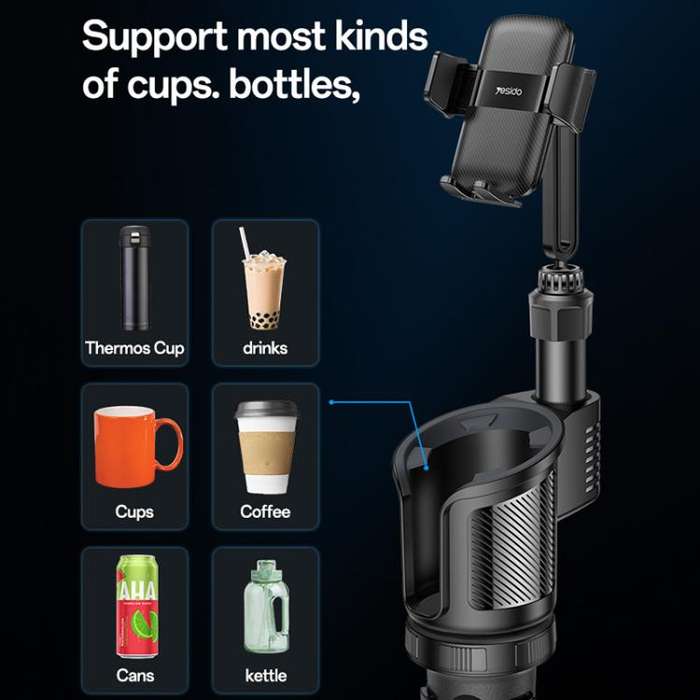 Yesido C273 2 in 1 Car Water Cup Phone Holder(Black)