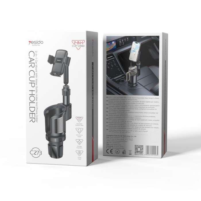 Yesido C273 2 in 1 Car Water Cup Phone Holder(Black)