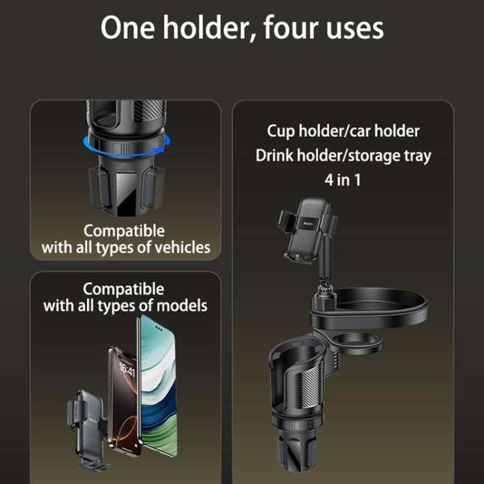 Yesido C274 4 in 1 Car Multi-function Tray Water Cup Phone Holder(Black)