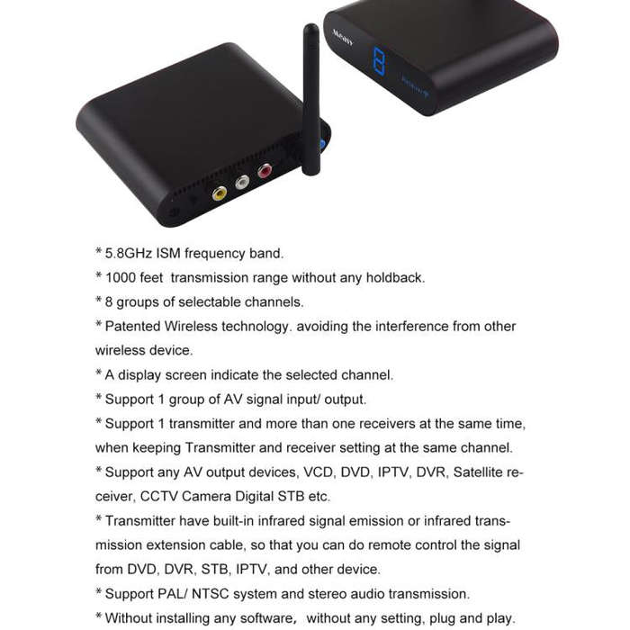 Measy AV530 5.8GHz Wireless Audio / Video Transmitter and Receiver, Distance: 300m(EU Plug)