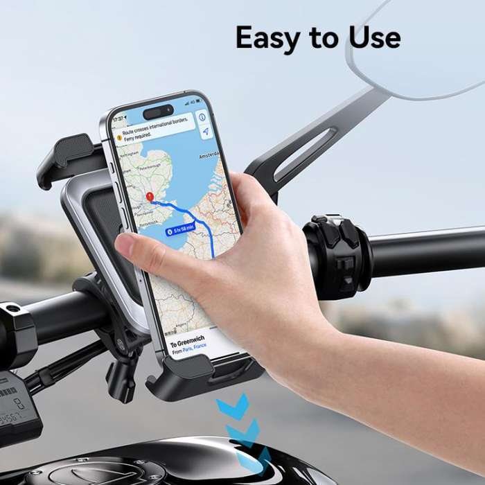 USAMS ZJ082 360-degree Universal Ball Motocycle Cycling Phone Holder(Black)