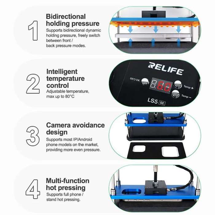 Relife LS5 SE Bidirectional Heating Holding Pressure Platform, Plug:US Plug