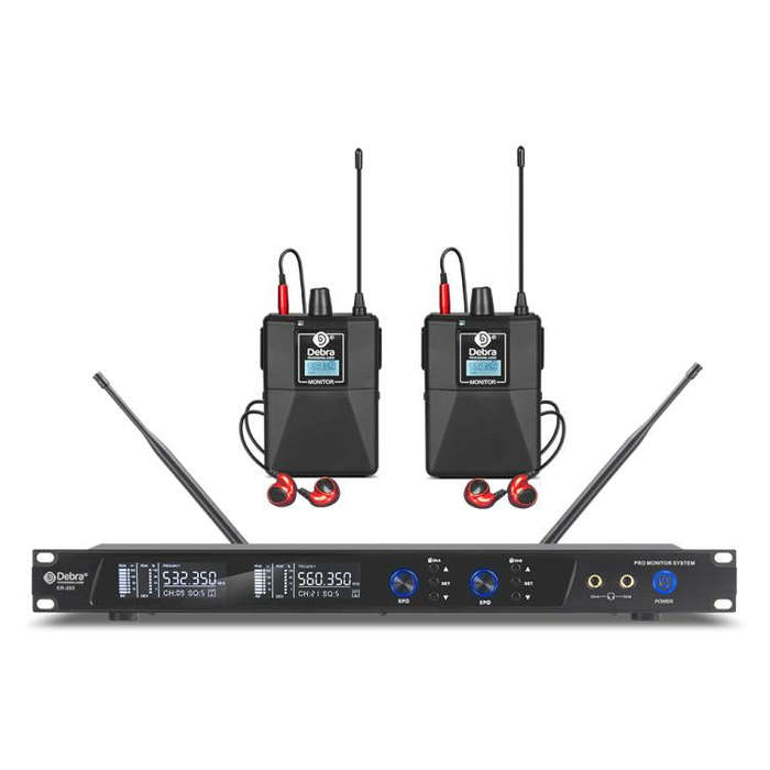 DEBRA ER-202 Professional Stage Wireless Audio Return Monitoring System with Two Receivers(UK Plug)