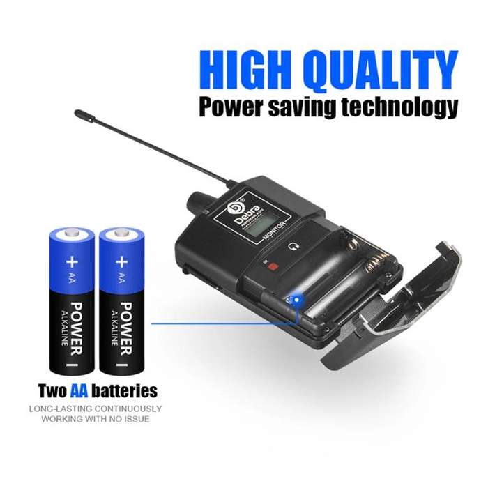 DEBRA ER-202 Professional Stage Wireless Audio Return Monitoring System with Two Receivers(UK Plug)
