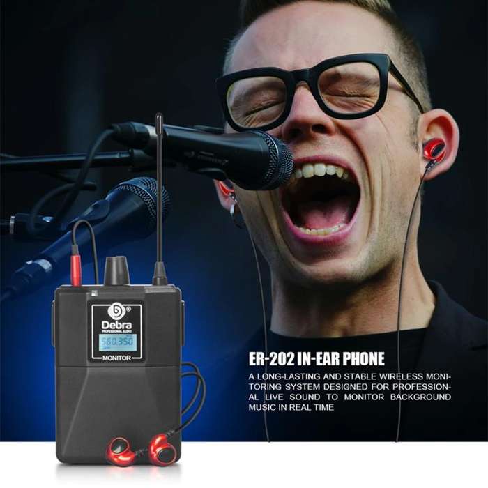 DEBRA ER-202 Professional Stage Wireless Audio Return Monitoring System with Two Receivers(UK Plug)