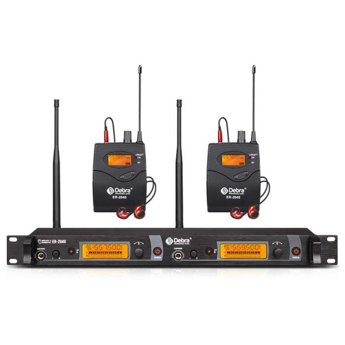 DEBRA ER-2040 Professional Stage Wireless Audio Return Monitoring System with Two Receivers(EU Plug)