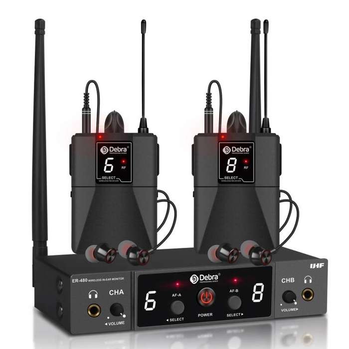 DEBRA ER-480 Professional Stage Wireless Audio Return Monitoring System with Two Receivers(AU Plug)