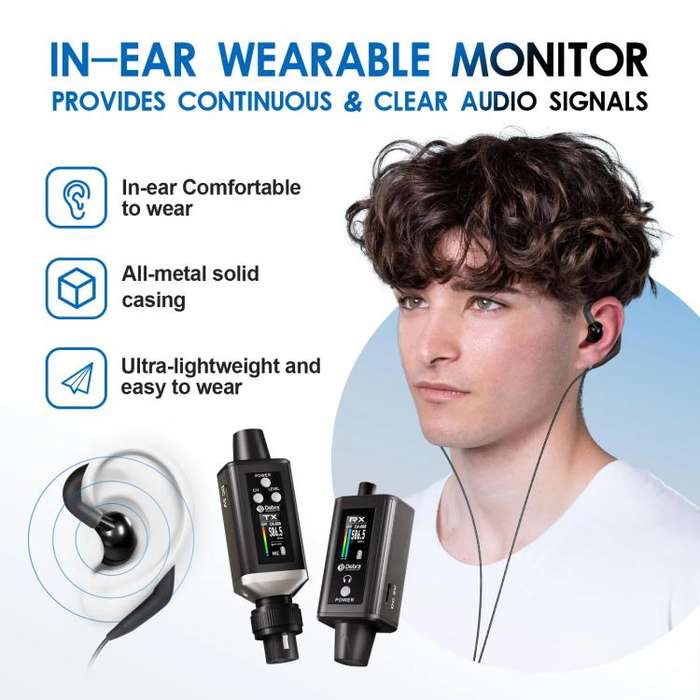 DEBRA EMX-1 Portable Wireless Monitor System Receiver + Earphones(Black)