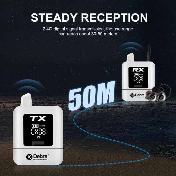 DEBRA ST-mini 2.4G Stereo Wireless Monitor System Transmitter & Receiver(White)