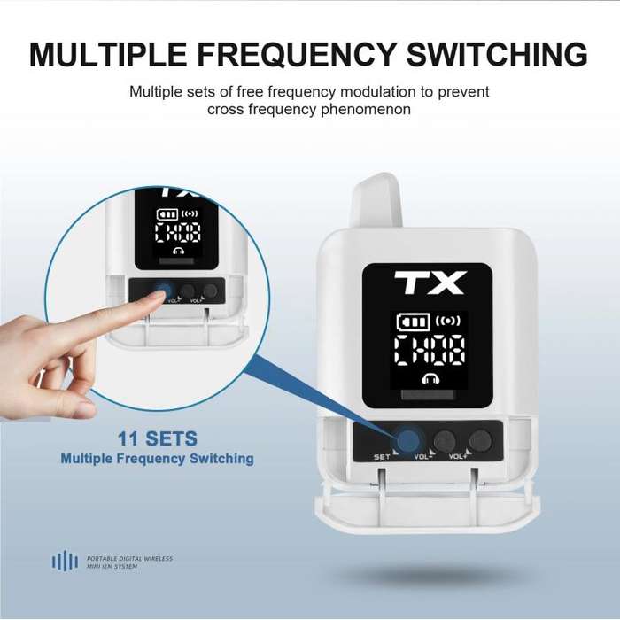 DEBRA ST-mini 2.4G Stereo Wireless Monitor System Transmitter & Receiver(White)