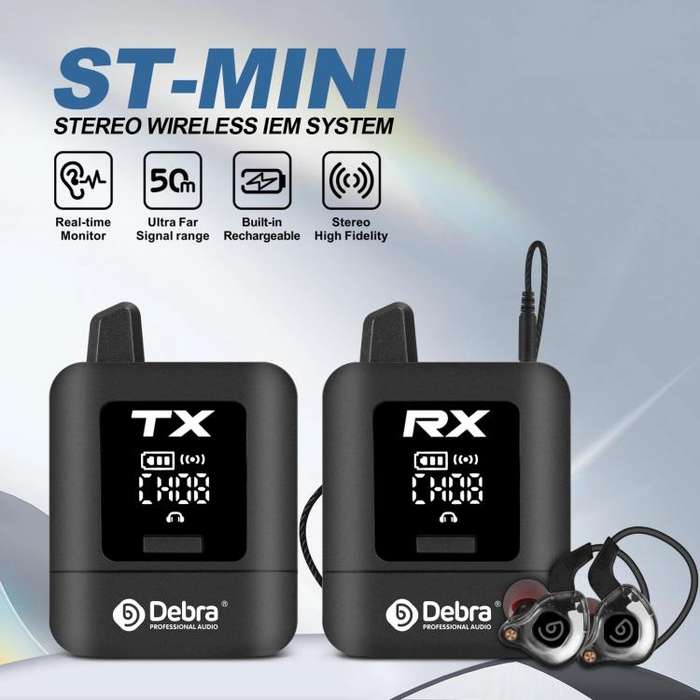 DEBRA ST-mini 2.4G Stereo Wireless Monitor System Transmitter & Receiver(Black)
