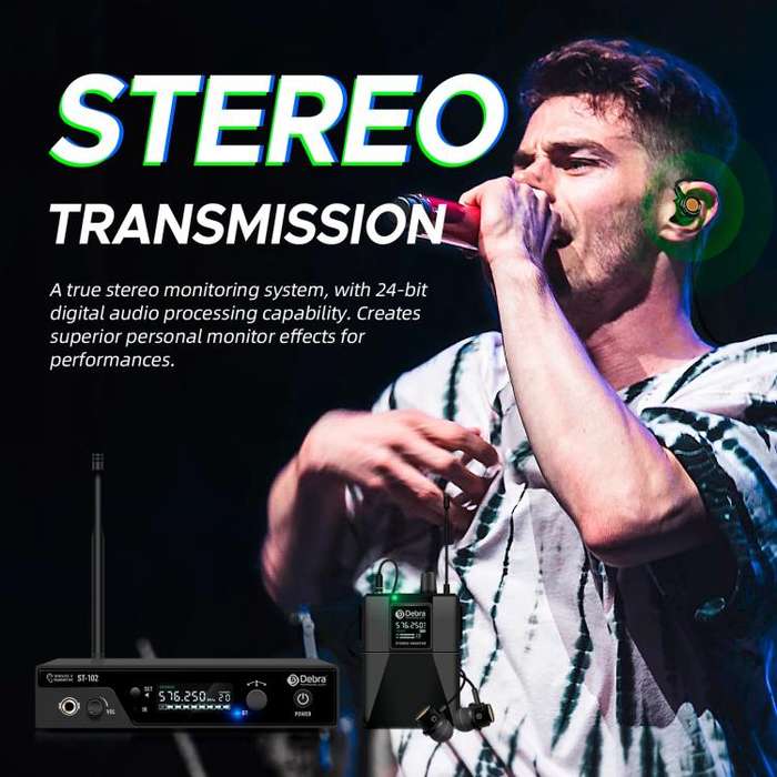 DEBRA ST-102 Professional Stage Wireless Audio Return Monitoring System with One Receivers(UK Plug)