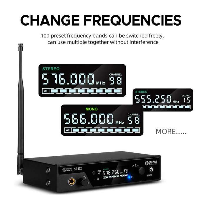 DEBRA ST-102 Professional Stage Wireless Audio Return Monitoring System with One Receivers(UK Plug)
