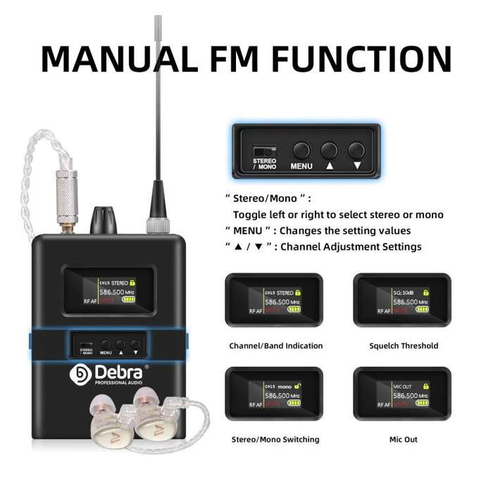 DEBRA SW-1 Professional Stage Wireless Stereo Monitor System with One Receivers(UK Plug)