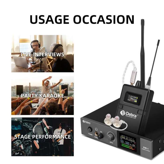 DEBRA SW-1 Professional Stage Wireless Stereo Monitor System with One Receivers(UK Plug)