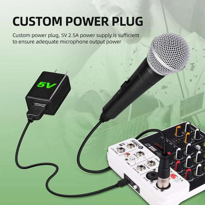 DEBRA V4 4-Channels Audio Mixer with Reverb Sound Card for Live Streaming(EU Plug)