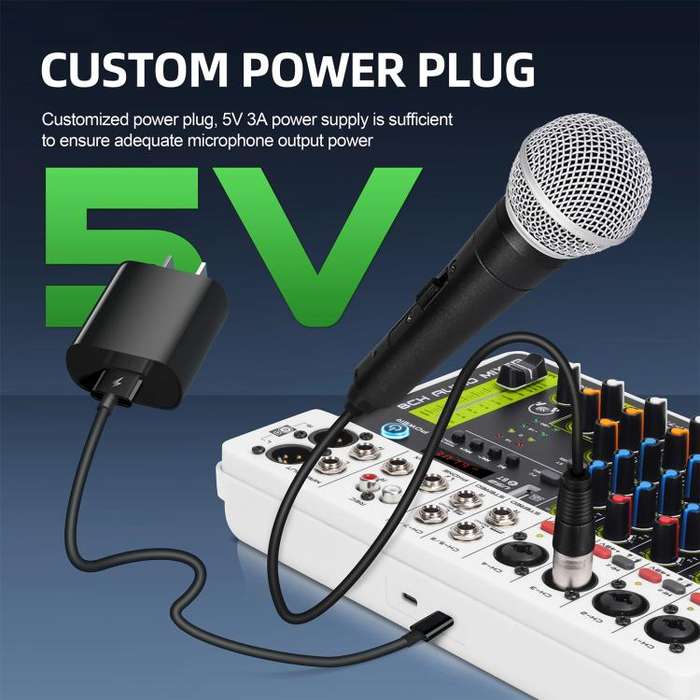 DEBRA V8 8-Channels Audio Mixer Live Recording Reverb(EU Plug)
