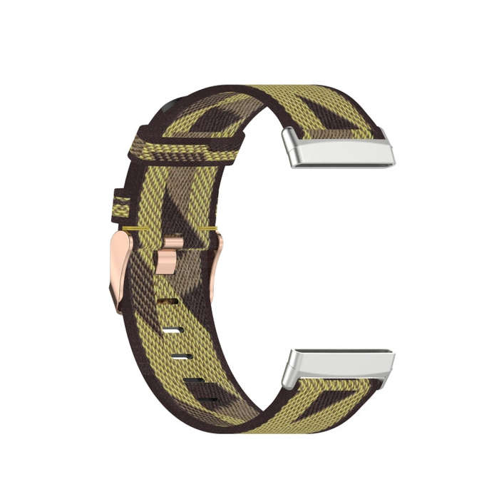 For Fitbit Versa 3 / Fitbit Sense Nylon Canvas Strip Texture Watch Band, Size: Free Size(Yellow)